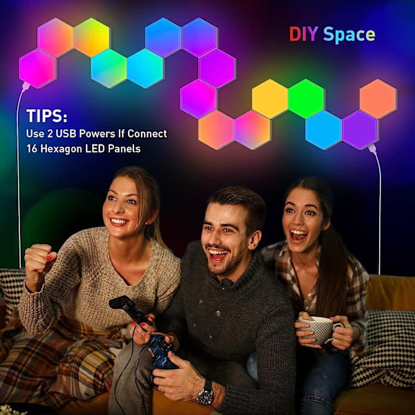 Hexagon Ljus 8 Pakning LED Veggpaneler RGB Gaming Lys【mo】