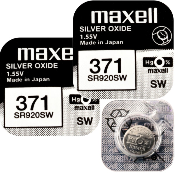 371 2-pakning SR920SW MAXELL klokkebatterier sølv oksid 1.55V