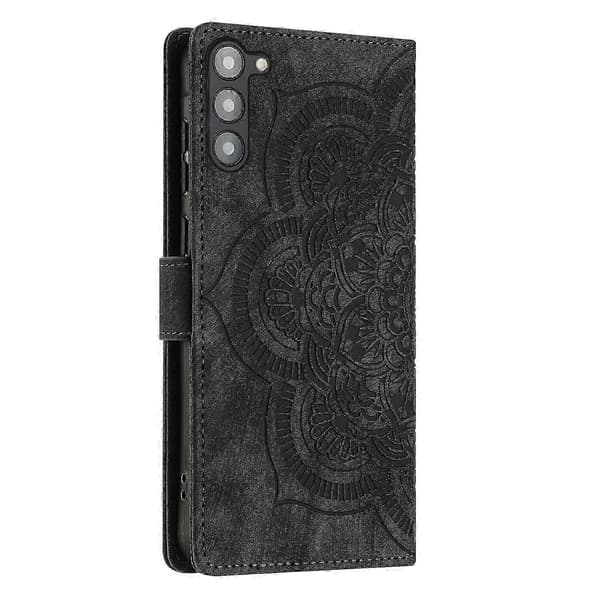 Frosted Læder Etui til Mandala Emed Retro Telefon Sort Black For Samsung Galaxy S23+ 5G