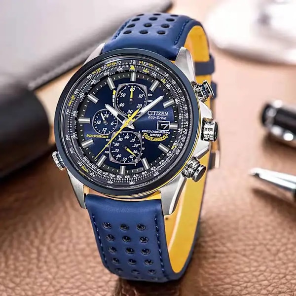 CITIZEN Herreklokker Luksus Trend Kvarts Kalender Vanntett Multi Fancy Rund Klokke Rustfritt Stål Automatisk Klokke Blue