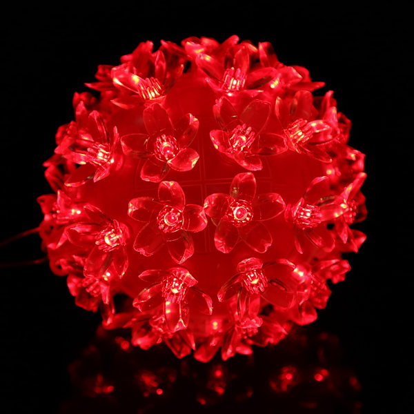 50 LED Blomsterkule Lyslenke Lampe Jul Høytid Bryllup Fest Dekorasjon Rød
