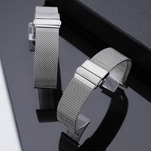 Mesh Armband Snabbkoppling Milanese Armband i Rostfritt Stål för Ersättning, One Size Klockspänne Passar Apple Watch Silver[mo] Silver 20mm