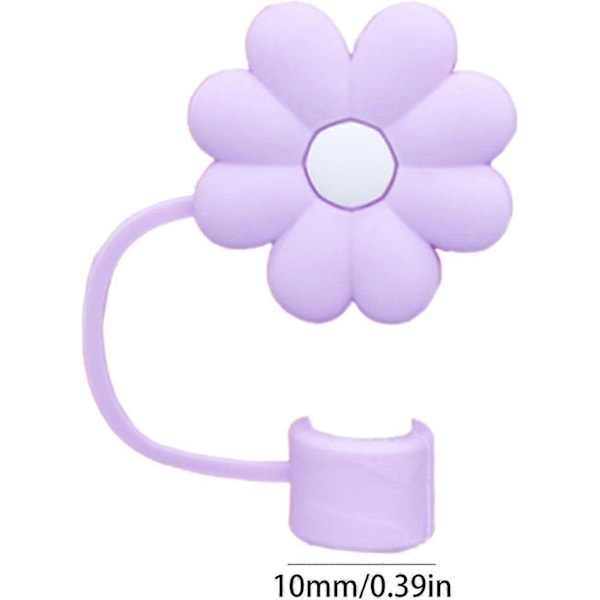 8 st Färgglada Blomtoppar för 10 mm Diameter Silikonstrån - Återanvändbart Stråskydd och Dammskydd [mo]
