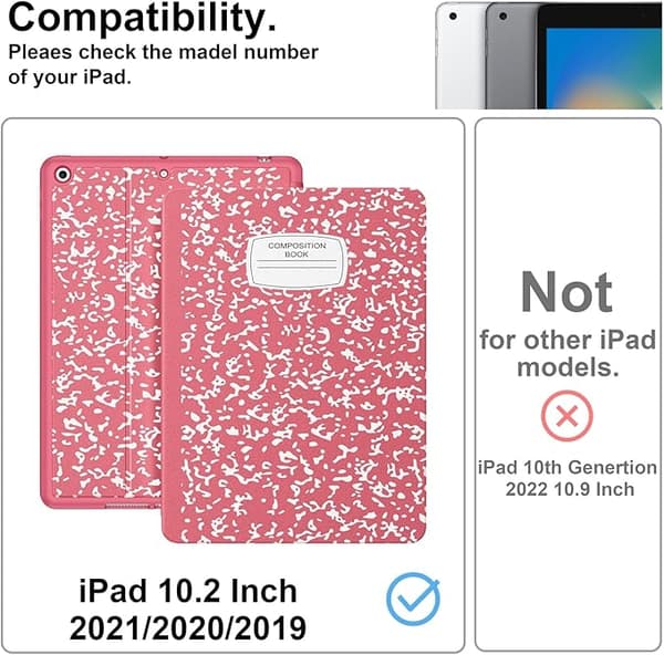 Supveco Skal för iPad 9:e/8:e/7:e generationen 10,2 tum (2021/2020/2019 Modell) med Pennhållare, Skydd för iPad 10,2 Tum - Vattenmelon