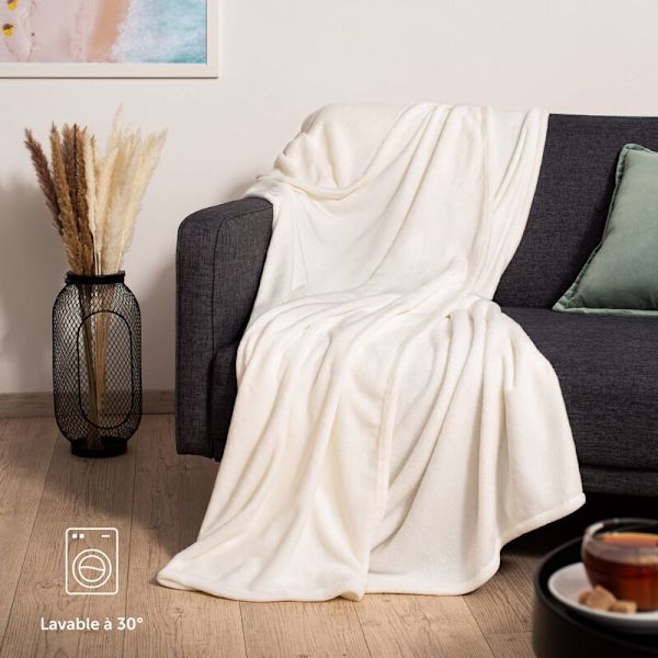 Fleecetæppe 150 x 200 – grå, ternet til sofa, hygge – tykt, fluffy, blødt og varmt – høj kvalitet NPTERBL