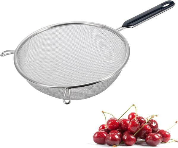 Husholdningssi, Traditionell, ø 18 cm, rustfrit stål/plastik, sølv/sort