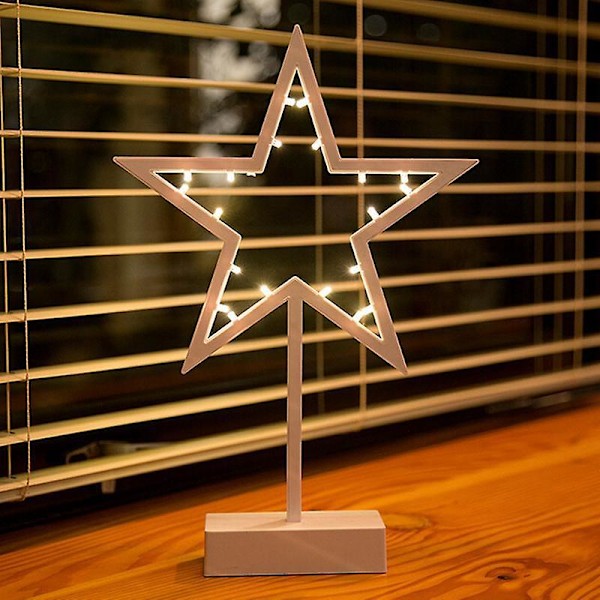 3D Gran Bordslampa Stjärna Hjärta Form LED Nattlampa Romantisk Dekorativ LED-belysning (Stjärna, Som Bilden){GKS}