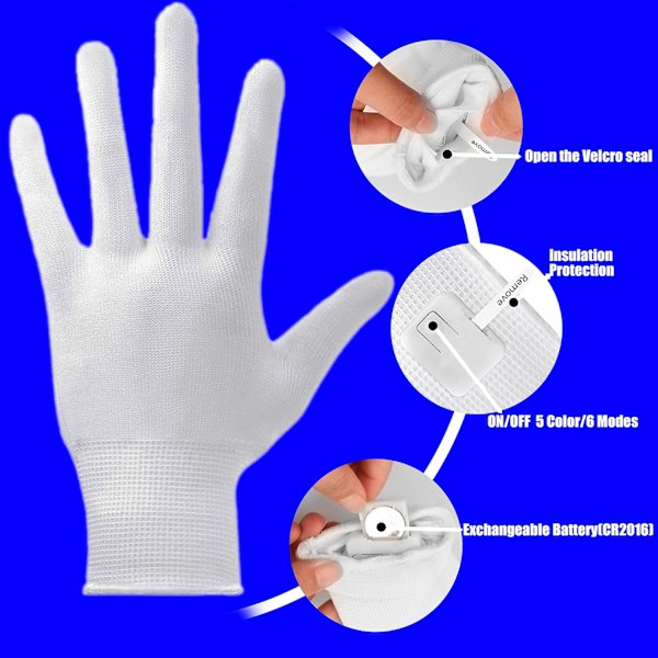 LED-Handskar, LED-Handskar för Barn, Tonåringar och Vuxna, LED-Fingerhandskar, Fingerljus-Handskar
