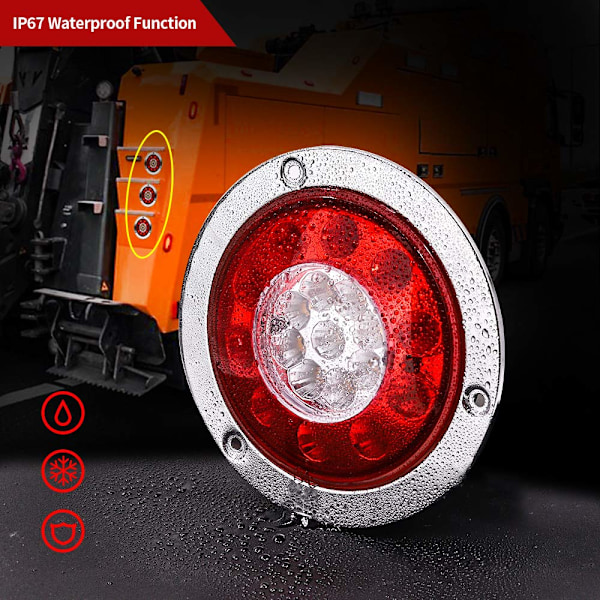 Runde 19 LED Baglygter til Lastbil, 4 stk. Vandtætte Dual Color Baglygte Indikatorlamper 12V 24V