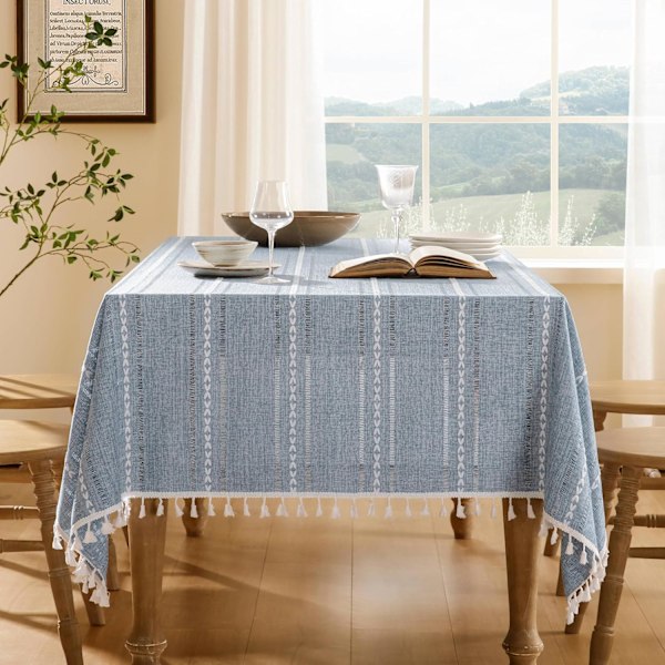 Bordduk 60x60 cm blå, stripet jacquard-utskjæring, rynkebestandig vaskbar rektangulær bordduk 60*60cm