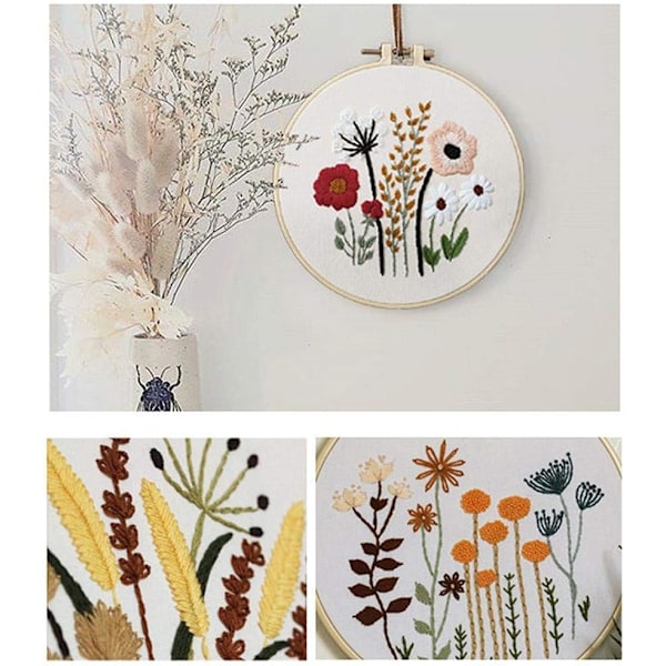 DIY Broderikit med Blomstermönster Cirkelbroderi Korsstygn S301