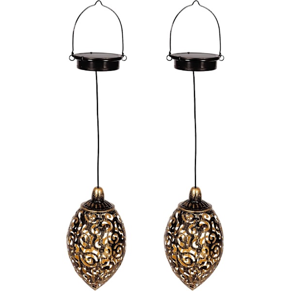Udendørs solcelle lanterne til ophæng - Sæt med 2 solcellelamper - Udendørs
