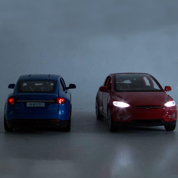 1:32 Skala Model X Legeringsbilmodel Trykstøbt Legetøjsbil til Børn, Bilmodel Legetøj, Træk Tilbage Legeringsbil med Lys og Musik, Legetøj Fødselsdagsgave til Børn Red