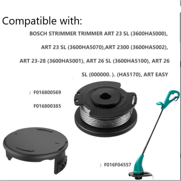 Trimmersnøre spole til Bosch ART 23 SL/2300/23-28/26 SL/EASY græstrimmer Sort