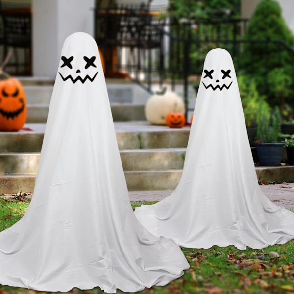 Udendørs Spøgelsesdekorationer, Spøgelsesdekorationer Udendørs - Store Halloween Havedekorationer Spøgelse, Hvidt Stof Spøgelse Veranda Prydnad til Hjemmet med LED B