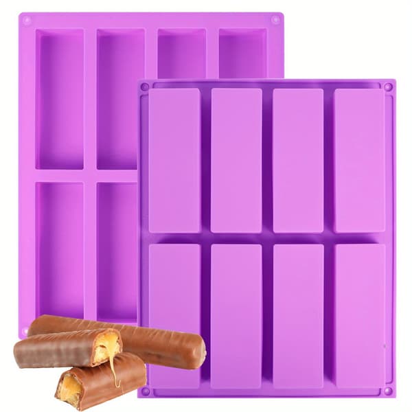 En 8-håls silikonform för granolabarer, rektangulär isbits- och chokladform, lämplig för bakning av proteinbars, tryfflar, brownies, etc. 1pc A