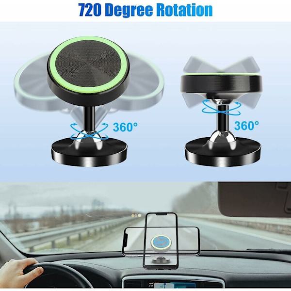 Magnetisk biltelefonholder universal bilholder, 720 graders rotation telefonholder med stærk magnet til iPhone Samsung, Huawei Smartphone og GPS