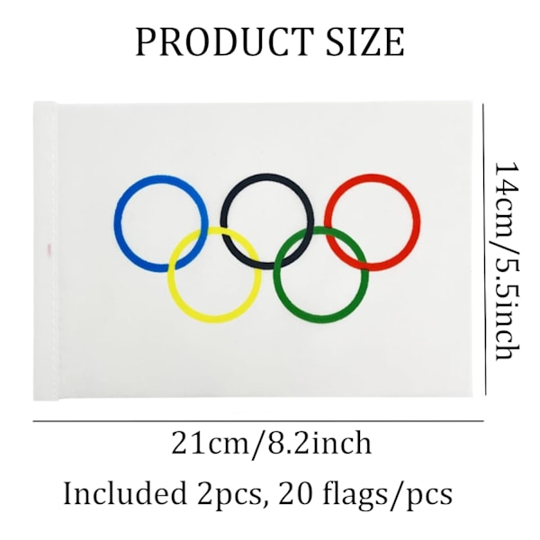 Olympisk flagg, 14*21cm dekorasjon for de olympiske leker, baråpning, dekorasjon for internasjonale arrangementer, 10 meter, 20 flagg (2 stk)