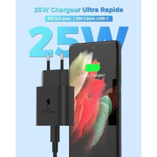 REMAKE 25W USB C Ultra Rask Lader for Samsung Galaxy A13 4g, A33, A53 5g, S21, S21 Ultra, S21 Plus, S21 FE 5G, S22, A94