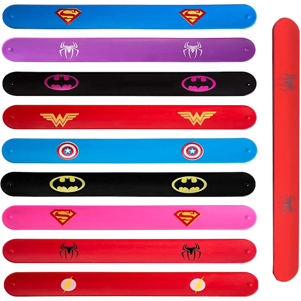 10 st Superhjältar Slap Bands för Barn, Silikonarmband Marvel Avengers Slap Armband Band Fyllning för Kalaspåsar till Födelsedag