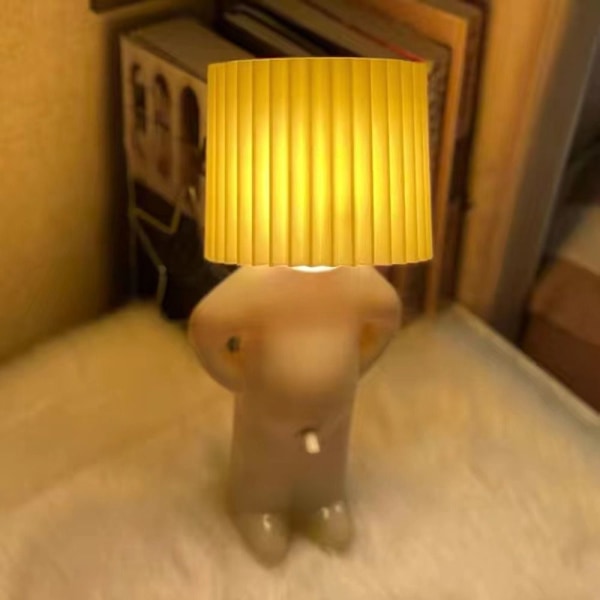Kreativ Liten Nattlampa LED Fnissande Pojke Lampa GUL EU-STICKARE Gul Yellow EU Plug-EU Plug