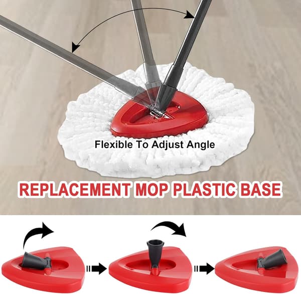 Rød Spin Mop Erstatningsbase for Vileda Mop, Trekant Spin