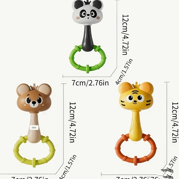 Babyranglelekesett - Håndholdte rangler med dyredesign, sensorisk utvikling, 0+ måneder Kitten