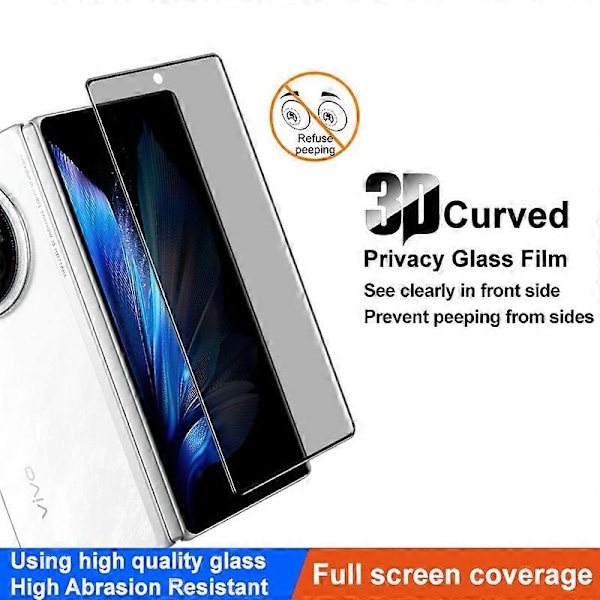 IMAK Yksityisyyssuoja vivo X Fold3/X Fold3 Pro Täyspeittävä 3D Kaareva Karkaistu Lasikalvo