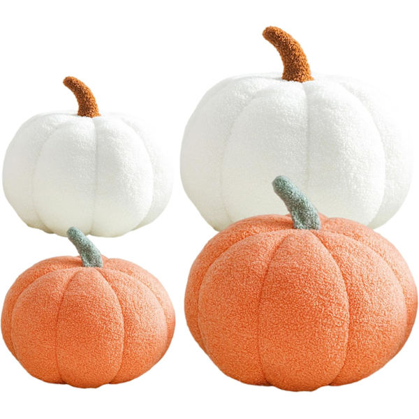 Slengeputer Pumpa Skastpute 2-pakke Pumpa Skastpute Myk Halloween Slengeputer Søt 3D-simulering Gresskar Sofa Skastpute Halloween Dekor Oransje
