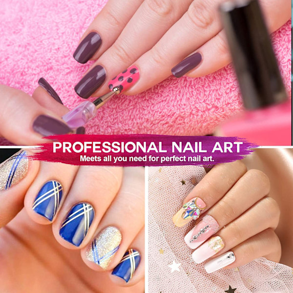 Nagelborstar för nagelkonst, nagelkonstset, svart