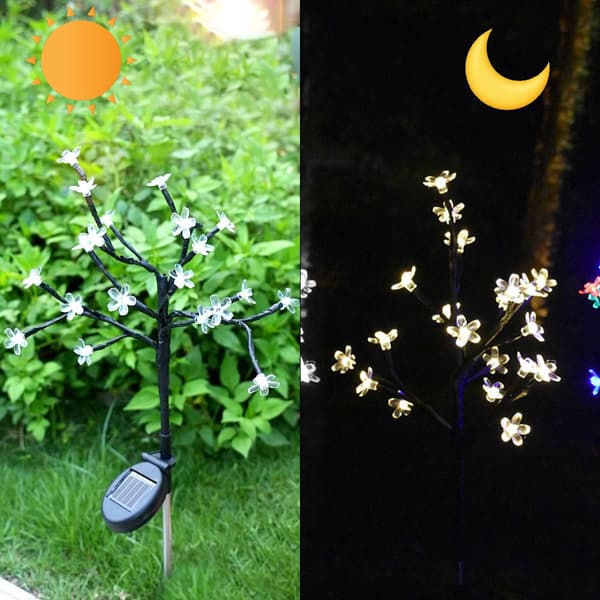 2-pak solcellelamper med kirsebærblomster, lyskæder til haven