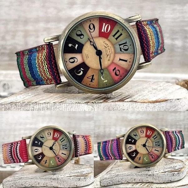 Flerfärgade Klockor med Regnbågsmönster för Kvinnor, Originell Boho Hippie