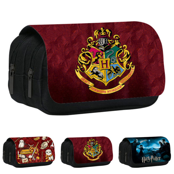 Unisex barn Harry Potter Dubbellager Blixtlås Case Pennfodral C