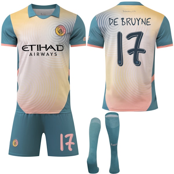 Manchester City Borte Fotballdrakt for Barn og Voksne 2024-2025 Nr. 17 DE BRUYNE No.17 DE BRUYNE 18