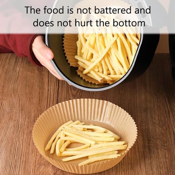 100 stk. engangs bagepapir til airfryer - Airfryer-indsatser Brun brown