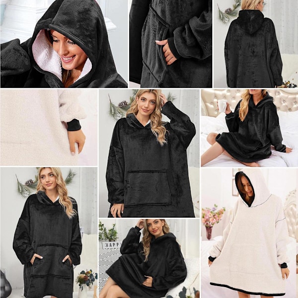 Snuggie Oversized Filt Hoodie Svart