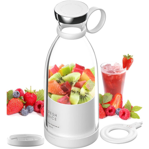 Kannettava tehosekoitin - Akulla toimiva smoothie-sekoitin USB 350 ml Valkoinen