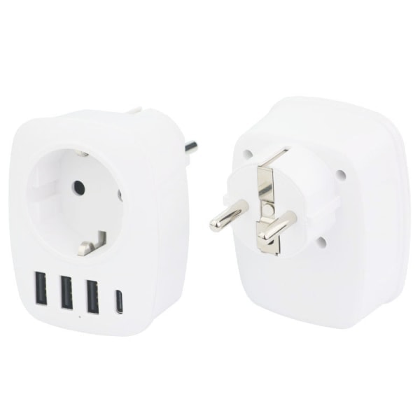 Multi-netværk USB-stik, multi-stik USB-oplader med 1 AC-udgang, 1 USB C og 3 USB-porte, stikkontakt kompatibel med iPhone/iPad