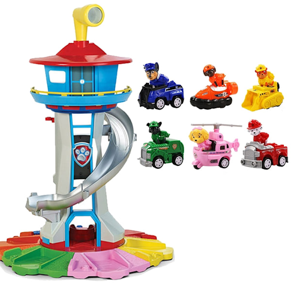 Paw Patrol Tårn Stor Størrelse Pat Patrol Canina Lookout Model Legetøj Sæt Hunde Køretøjer Actionfigur til Dreng Børn Fødselsdag Gave-WELLNGS tower with 6pcs dog