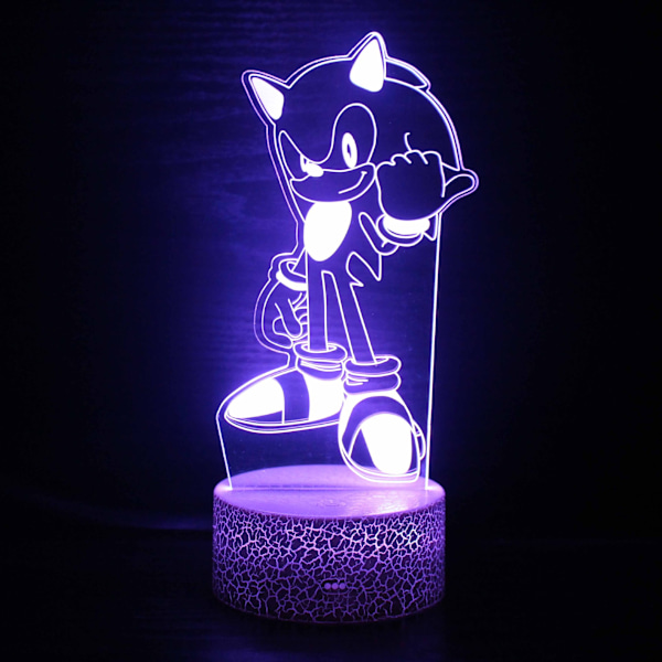 3d natlampe Sonic dreng Sonic farverige touch led bord Hvid base: touch + controller Hvid base: touch + controller White base: touch + controller ZB-2624
