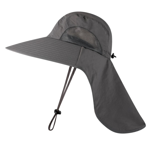 Udendørs fiskerhat Bredskygget spandhat med dække Herre Andas sommer Mesh Solbeskyttelse Visir Anti UV Cap Unisex Dark grey-B