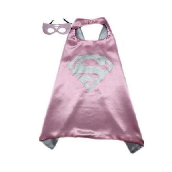 Halloween Superhelt Kappe med Maske Kostyme for Barn Baby Rosa Superman pink Superman Cloak + eye mask