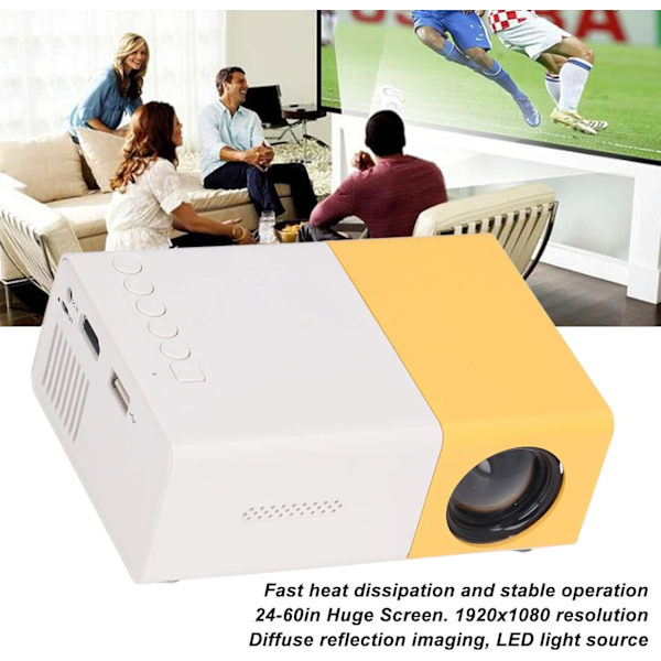 Minip Projektor, LED Mobiltelefon Videoprojektor Full HD til Computer, til Computerskærm