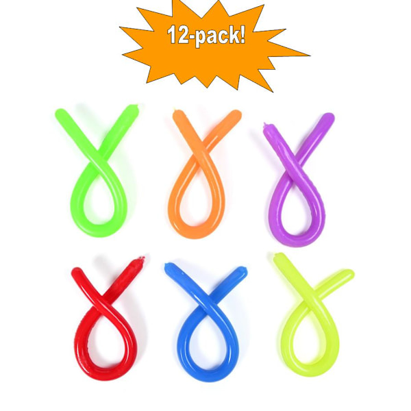 12-pack Stretchiga Nudelsträngar Neon Barn Fidget Sensorisk Leksak för Barn