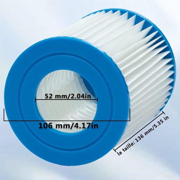 Uima-altaan suodatin Bestway-tyyppi II, täytettävä uima-altaan suodatin lisävaruste, pestävä ja uudelleenkäytettävä patruuna, 4,17x5,35 tuumaa (2 kpl) 2pc