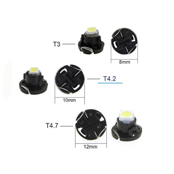 T4.2 T4 Neo Wedge 5-pack med hvite led-chip instrumentbelysning 1 1 Vita 6000k 5-pack