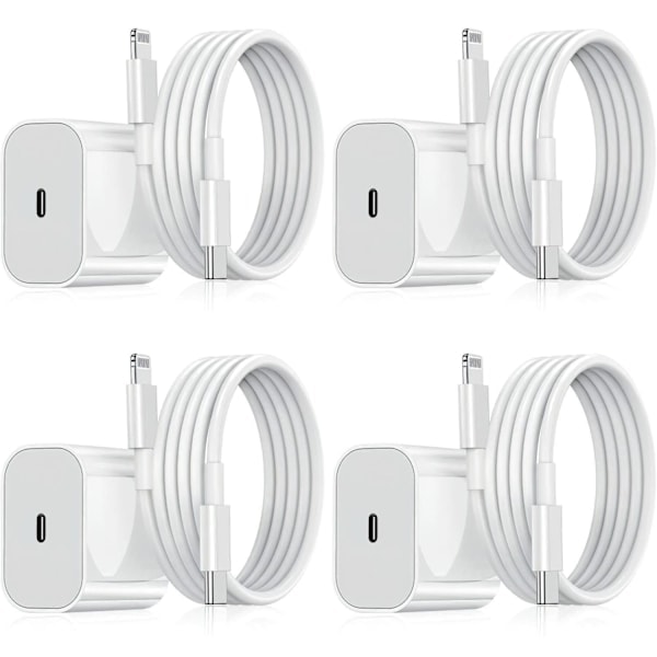 iPhone-laddare - Snabbladdare - Adapter + Kabel 20W USB-C Vit 4-pack iPhone 4-pack iPhone 4-pack 4-pack 4-Pack iPhone