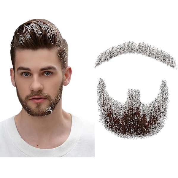 Falsk Skæg Realistisk 100% Ægte Menneskehår Fuld Håndknyttet Gedeskæg Brun Til Mænd Makeup Underholdning/Drama (hz06)
