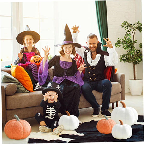 Slengeputer Pumpa Skastpute 2-pakke Pumpa Skastpute Myk Halloween Slengeputer Søt 3D-simulering Gresskar Sofa Skastpute Halloween Dekor Oransje