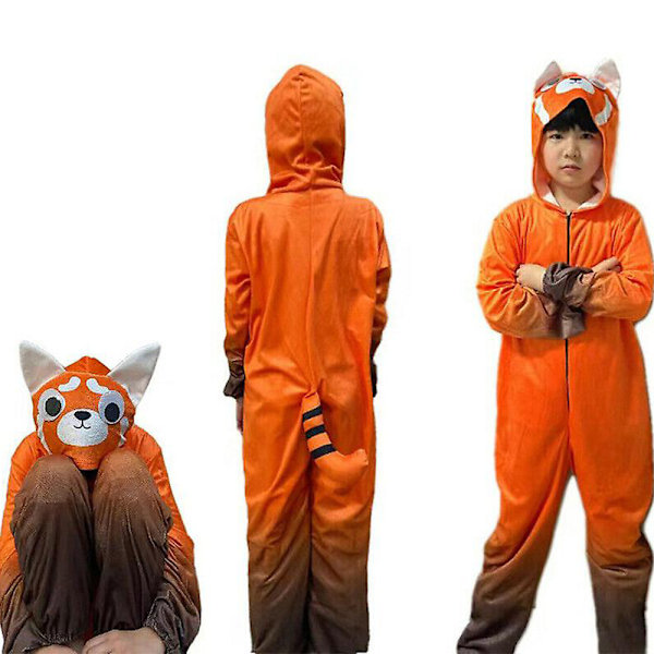 Barn Dreng Turning Red Cosplay Kostume Dyr Rød Panda Jumpsuit 110cm